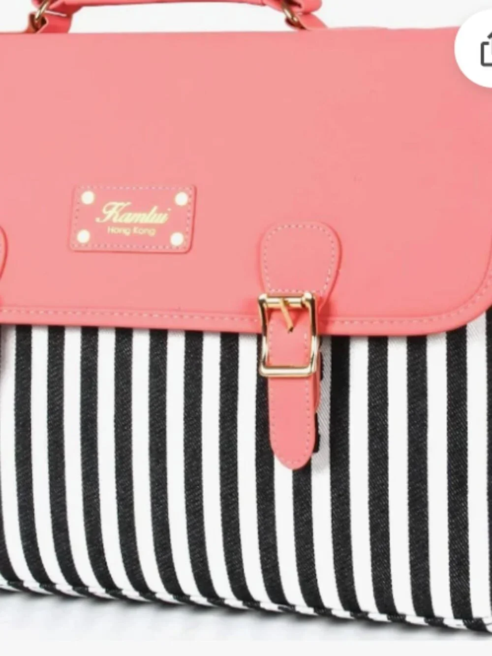Kambui 15.6” Laptop Bag / Computer Tote – Pink & Black Striped